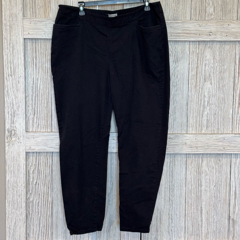 Catherines Essential Flat Front Stretch Casual Pants black sz 1XL